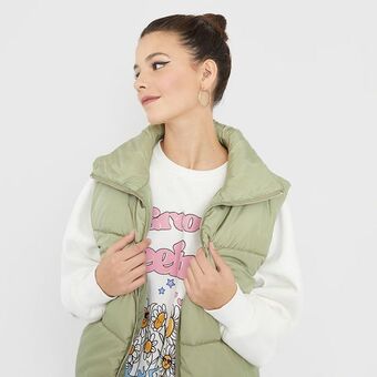 Corona Parka puffa sin mangas verde olivo - mujer oferta