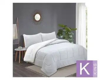 Easy Plumón king flannel sherpa gris claro cotidiana oferta