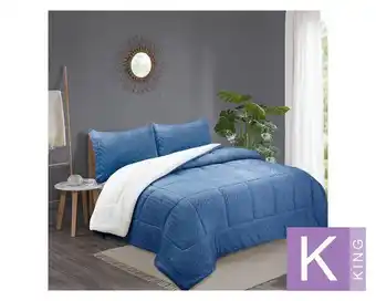 Easy Plumón king flannel sherpa navy cotidiana oferta