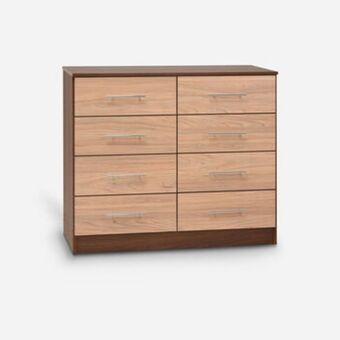 CIC Cómoda 8 cajones polux bicolor nogal olmo oferta