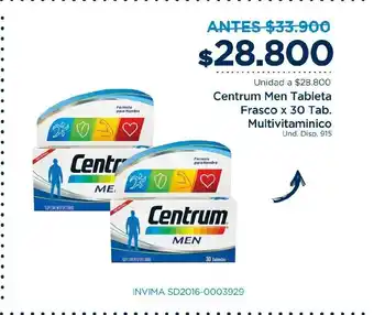FarmaTodo Centrum Men Tableta Frasco x 30 Tab. Multivitaminico oferta