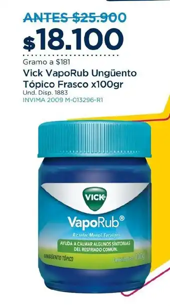 FarmaTodo Vick VapoRub Unguento Topico Frasco x100gr oferta