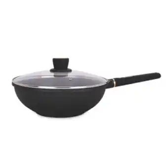 Makro Wok aluminio amercook con tapa de vidrio 28cm oferta