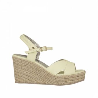 Bon-Bonite Espadrila con cuña color amarillo puro en cuero granito oferta