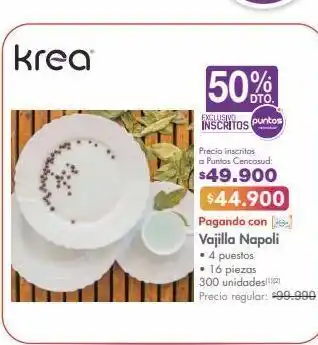 Metro Vajilla napoli • 4 puestos • 16 piezas oferta