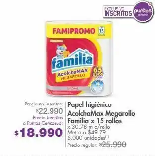 Metro Papel higiénico acolchamax megarollo familia x 15 rollos x 30.78 m c/rollo oferta