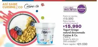Metro Yogurt griego natural descremado cuisine & co. x 900 g oferta