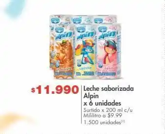 Metro Leche saborizada alpin x 6 unidades surtido x 200 ml c/u oferta