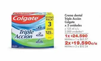 Metro Crema dental triple acción colgate x 3 unidades x 125 ml c/u oferta