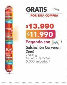 Metro Salchichón cerveroni zenú x 900 g oferta