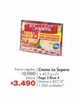 Metro Crema la sopera x 42.5 g c/u paga 3 lleva 4 oferta