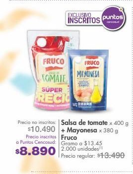 Metro Salsa de tomate x 400 g + mayonesa x 380 g fruco oferta