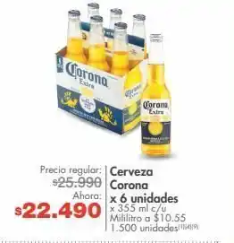 Metro Cerveza corona x 6 unidades x 355 ml c/u oferta