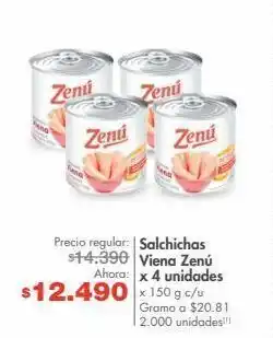 Metro Salchichas viena zenú x 4 unidades x 150 g c/u oferta