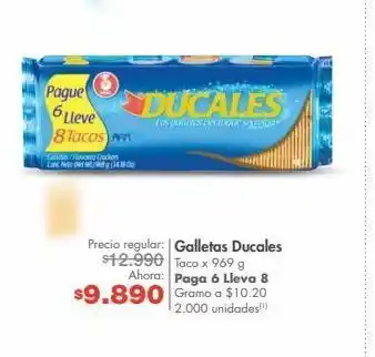 Metro Galletas ducales taco x 969 g paga 6 lleva 8 oferta