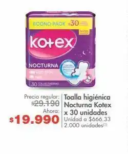 Metro Toalla higiénica nocturna kotex x 30 unidades oferta