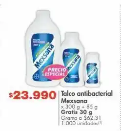 Metro Talco antibacterial mexsana x 300 g + 85 g gratis 30 g oferta