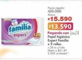 Metro Papel higiénico expert familia x 9 rollos x 28 m c/rollo oferta