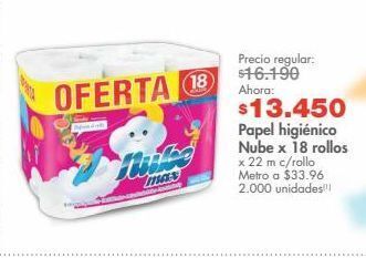 Metro Papel higiénico nube x 18 rollos x 22 m c/rollo oferta