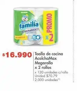 Metro Toalla de cocina acolchamax megarollo x 2 rollos x 120 unidades c/rollo oferta
