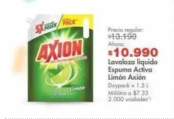 Metro Lavaloza líquido espuma activa limón axión doypack x 1.5 l oferta