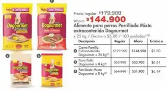 Metro Alimento para perros parrillada mixta extracontenido dogourmet x 25 kg oferta