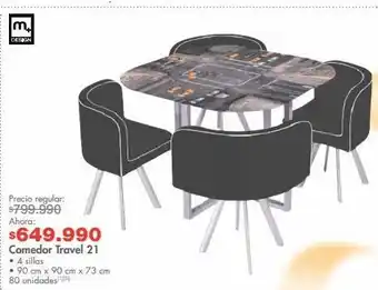 Metro Comedor travel 21 • 4 sillas • 90 cm x 90 cm x 73 cm oferta