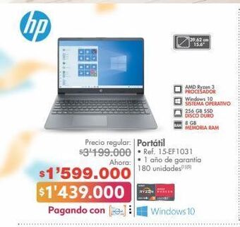 Metro Hp portátil • ref. 15-ef1031 oferta