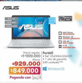 Metro Asus portátil • ref. x543ma-gq635t oferta