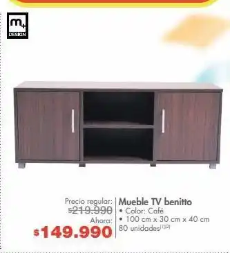 Metro Mueble tv benitto • color: café • 100 cm x 30 cm x 40 cm oferta