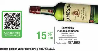 Jumbo Whisky irlandés jameson x 700ml oferta