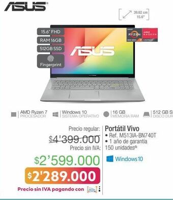 Jumbo Computador portátil vivo asus oferta