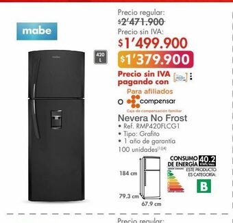 Metro Nevera no frost oferta