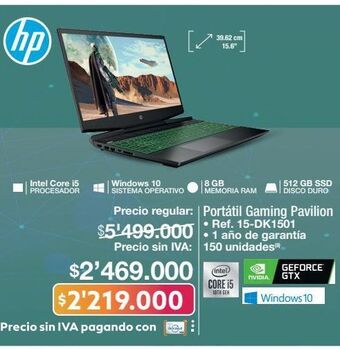 Jumbo Computador portátil gaming pavilion hp oferta