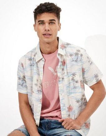 American Eagle Camisa ae tipo resort de manga corta oferta