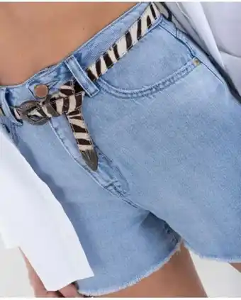 Naf Naf Short para mujer en denim tiro alto con cinturón extraíble oferta