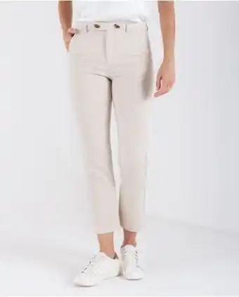 Naf Naf Pantalón para mujer crudo straight cropped tiro medio alto con botones oferta