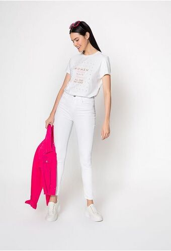 ELA Jean skinny blanco tiro alto. oferta