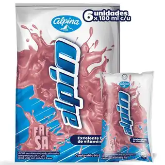 Leche saborizada alpin fresa 6 und