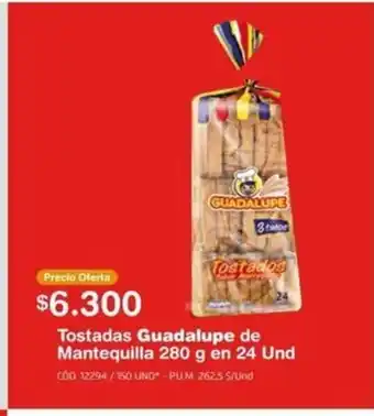 Makro Tostadas Guadalupe de Mantequilla 280 g en 24 Und oferta