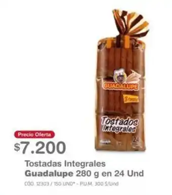 Makro Tostadas Integrales Guadalupe 280 g en 24 Und oferta
