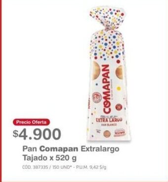 Makro Pan Comapan Extralargo Tajado x 520g oferta