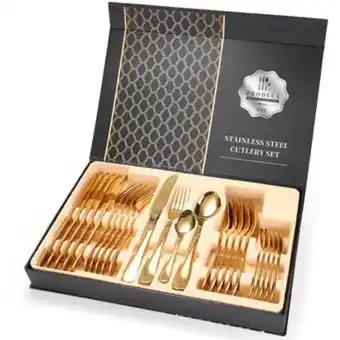 Linio Juego de cubiertos set 24 piezas acero inoxidable dorado oferta