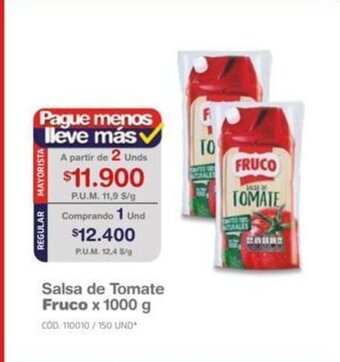 Makro Salsa de Tomate Fruco x 1000 g oferta