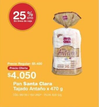 Makro Pan Santa Clara Tajado Antaño x 470g oferta