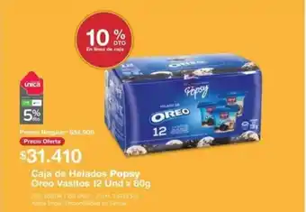 Caja de Helados Popsy Oreo Vasitos 12 Und x 60 g