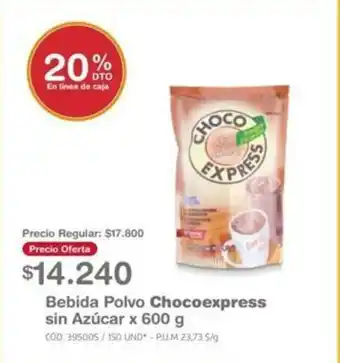 Makro Bebida Polvo Chocoexpress sin Azucar x 600 g oferta