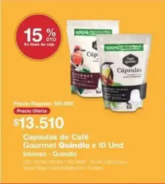 Makro Capsulas de Cafe Gourmet Quindio x 10 Und oferta
