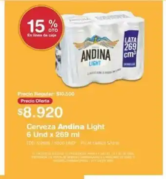 Makro Cerveza Andina Light 6 Und x 269 ml oferta