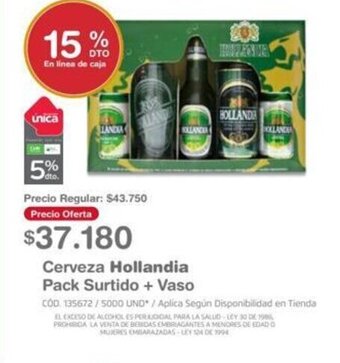 Makro Cerveza Hollandia Pack Surtido + Vaso oferta